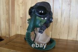 Original MiG-15 Pilot Leather Flight Helmet, Oxygen Mask, Brown Goggles