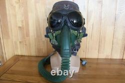 Original MiG-15 Pilot Leather Flight Helmet, Oxygen Mask, Brown Goggles