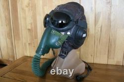Original MiG-15 Pilot Leather Flight Helmet, Oxygen Mask, Brown Goggles
