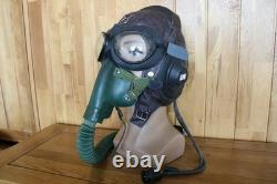 Original MiG-15 Pilot Leather Flight Helmet, Oxygen Mask, Goggles