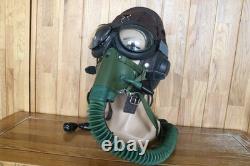 Original MiG-15 Pilot Leather Flight Helmet, Oxygen Mask, Transparent Goggles