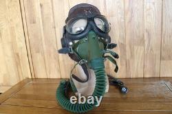 Original MiG-15 Pilot Leather Flight Helmet, Oxygen Mask, Transparent Goggles