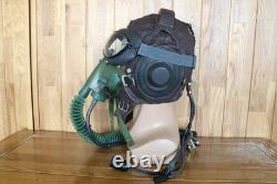 Original MiG-15 Pilot Leather Flight Helmet, Oxygen Mask, Transparent Goggles