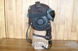 Original MiG-15 Pilot Leather Flight Helmet, Throat Microphone, Goggles