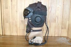 Original MiG-15 Pilot Leather Flight Helmet, Throat Microphone, Goggles