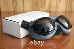 Original MiG-15 Pilot Leather Flight Helmet, Throat Microphone, Goggles