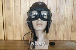 Original MiG-15 Pilot Winter Leather Flight Helmet, Big Sea Eye Goggles