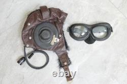 Original MiG-15 Pilot Winter Leather Flight Helmet, Big Sea Eye Goggles