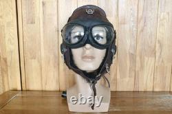 Original MiG-15 Pilot Winter Leather Flight Helmet, Big Sea Eye Goggles