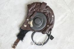 Original MiG-15 Pilot Winter Leather Flight Helmet, Big Sea Eye Goggles