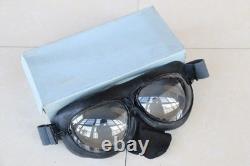 Original MiG-15 Pilot Winter Leather Flight Helmet, Big Sea Eye Goggles