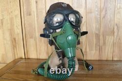 Original MiG-15 Pilot Winter Leather Flight Helmet, Oxygen mask(6512), Goggles
