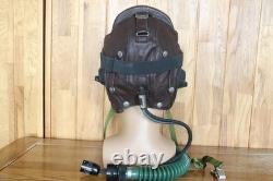 Original MiG-15 Pilot Winter Leather Flight Helmet, Oxygen mask, Brown Goggles