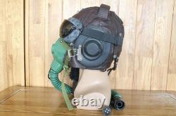 Original MiG-15 Pilot Winter Leather Flight Helmet, Oxygen mask, Brown Goggles
