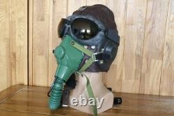 Original MiG-15 Pilot Winter Leather Flight Helmet, Oxygen mask, Brown Goggles