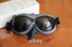 Original MiG-15 Pilot Winter Leather Flight Helmet, Oxygen mask, Brown Goggles