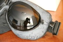 Original MiG-15 Pilot Winter Leather Flight Helmet, Oxygen mask, Brown Goggles