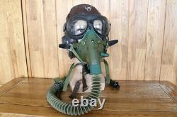 Original MiG-15 Pilot Winter Leather Flight Helmet, Oxygen mask, Goggles