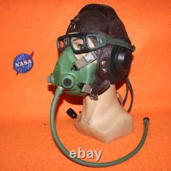 Original Surplus Air Force Pilot Leather Helmet, Oxygen Mask, Early Goggles