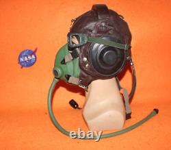 Original Surplus Air Force Pilot Leather Helmet, Oxygen Mask, Early Goggles