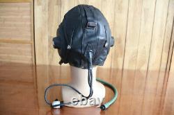Original Vintage 1960's Black Cap MiG Pilot Leather Flight Helmet, oxygen mask