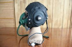 Original Vintage 1960's Black Cap MiG Pilot Leather Flight Helmet, oxygen mask