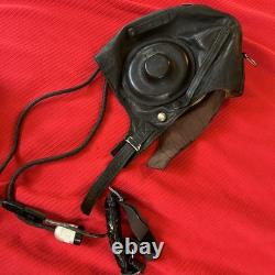 Original Vtg USSR Soviet MiG Fighter Pilot Leather Flight Helmet & Microphone