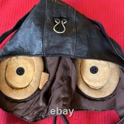 Original Vtg USSR Soviet MiG Fighter Pilot Leather Flight Helmet & Microphone