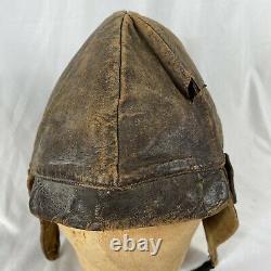 Original WW1 French Leather Aviator Pilot Flight Helmet