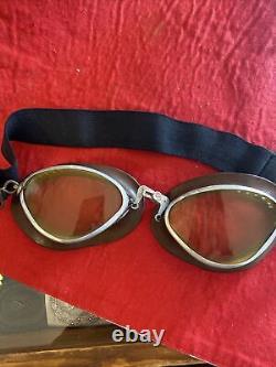 Original WW2 Leather Flieger Kopfhaube German Pilot Helmet And Flight Goggles