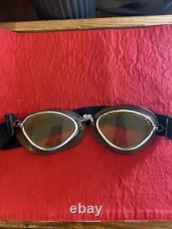 Original WW2 Leather Flieger Kopfhaube German Pilot Helmet And Flight Goggles