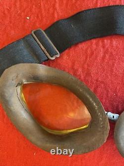 Original WW2 Leather Flieger Kopfhaube German Pilot Helmet And Flight Goggles