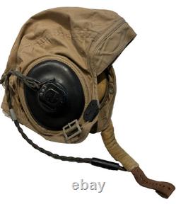 Original WWII U. S. Navy Flight Summer Helmet Sz Large & Headset USN