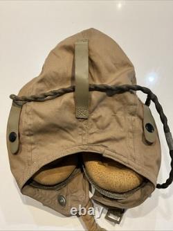 Original WWII U. S. Navy Flight Summer Helmet Sz Large & Headset USN