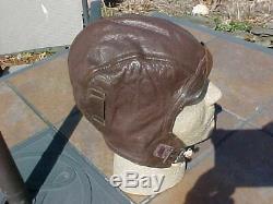 Original Wwii Super Clean Usn Pilot Leather Nap 1092-71 Flight Helmet