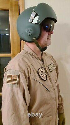 Pilot Helmet with Military flight suit, flight gloves and combat survival vest