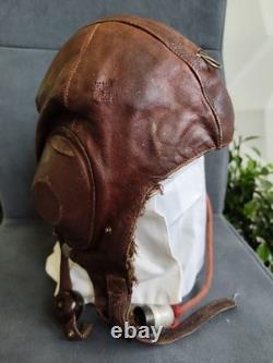 RARE 1941 WWII Soviet USSR Pilot Leather Flight Helmet Air force RKKA Sz. 60