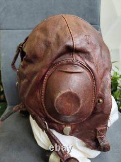 RARE 1941 WWII Soviet USSR Pilot Leather Flight Helmet Air force RKKA Sz. 60