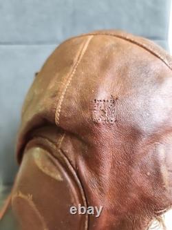 RARE 1941 WWII Soviet USSR Pilot Leather Flight Helmet Air force RKKA Sz. 60