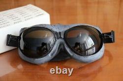 Rare 1961's air force fighter pilot winter leather flight helmet, goggles, micr