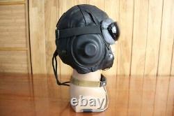 Rare Early Chinese Pilot Leather Flight Helmet (Black Brown Cap), goggles, mic