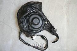 Rare Early Chinese Pilot Leather Flight Helmet (Black Brown Cap), goggles, mic