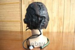 Rare Early Chinese Pilot Leather Flight Helmet, Oxygen Mask