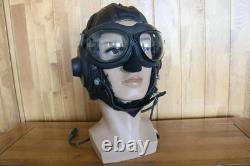 Rare Early Original MiG/Su Pilot Leather Flight Helmet, Aviation Goggles