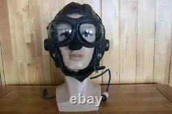 Rare Early Original MiG/Su Pilot Leather Flight Helmet, Aviation Goggles