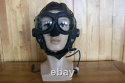 Rare Early Original MiG/Su Pilot Leather Flight Helmet, Aviation Goggles
