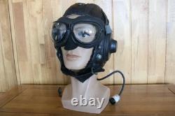 Rare Early Original MiG/Su Pilot Leather Flight Helmet, Aviation Goggles