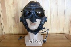 Rare Early Original MiG/Su Pilot Leather Flight Helmet, Brown Goggles