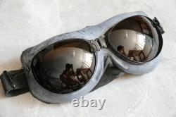 Rare Early Original MiG/Su Pilot Leather Flight Helmet, Brown Goggles