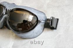 Rare Early Original MiG/Su Pilot Leather Flight Helmet, Brown Goggles
